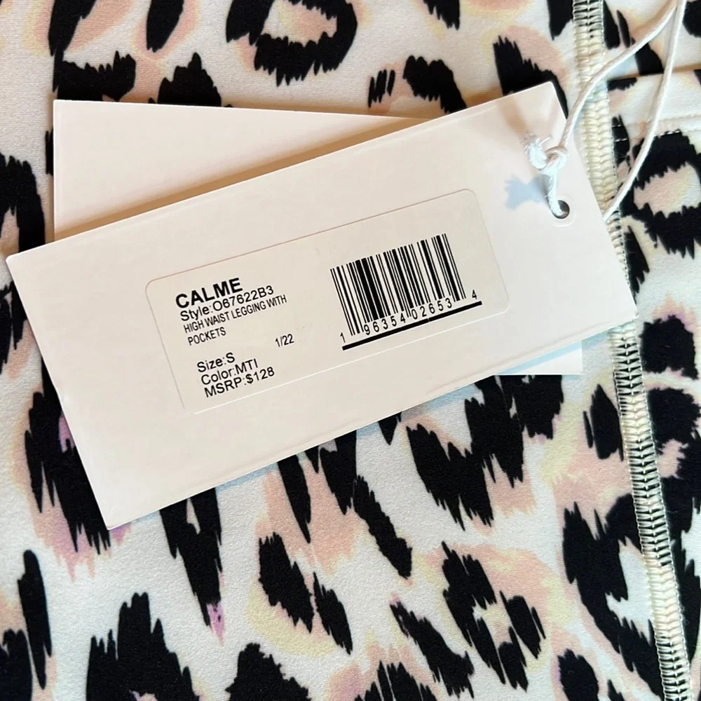 New Johnny Was Calme Endurance High Waist Legging Pockets 7/8 Cheetah Size Small - Picture 9 of 10